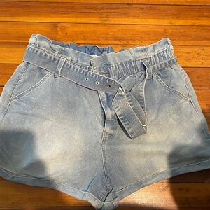 No Boundaries High Waist Denim Shorts with Belt